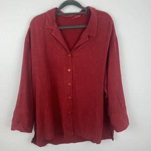 Trainello Jacket or blouse button up front color red size XL 3/4 sleeve